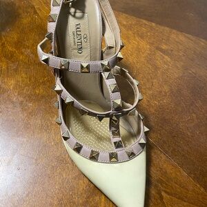 Valentino Women's Cream and Tan Studded Heels